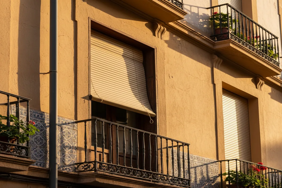 Persiana alicantina de aluminio instalada en ventana de vivienda en Valencia